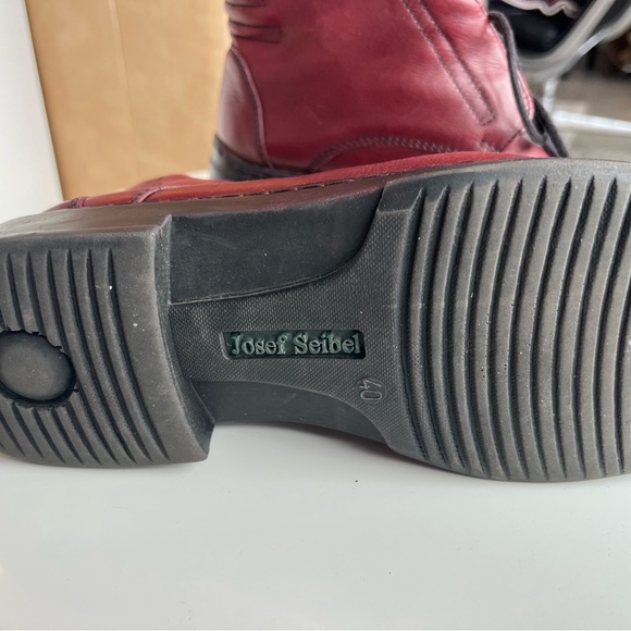 Josef Seibel Women’s Leather Ankle Boots Burgundy Red Size 40 Comfort Shoes - Picture 2 of 3